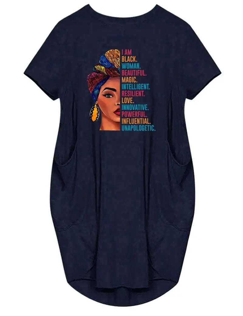 Plus Size Women's Short Sleeve O‑Neck Loose Casual Dress
