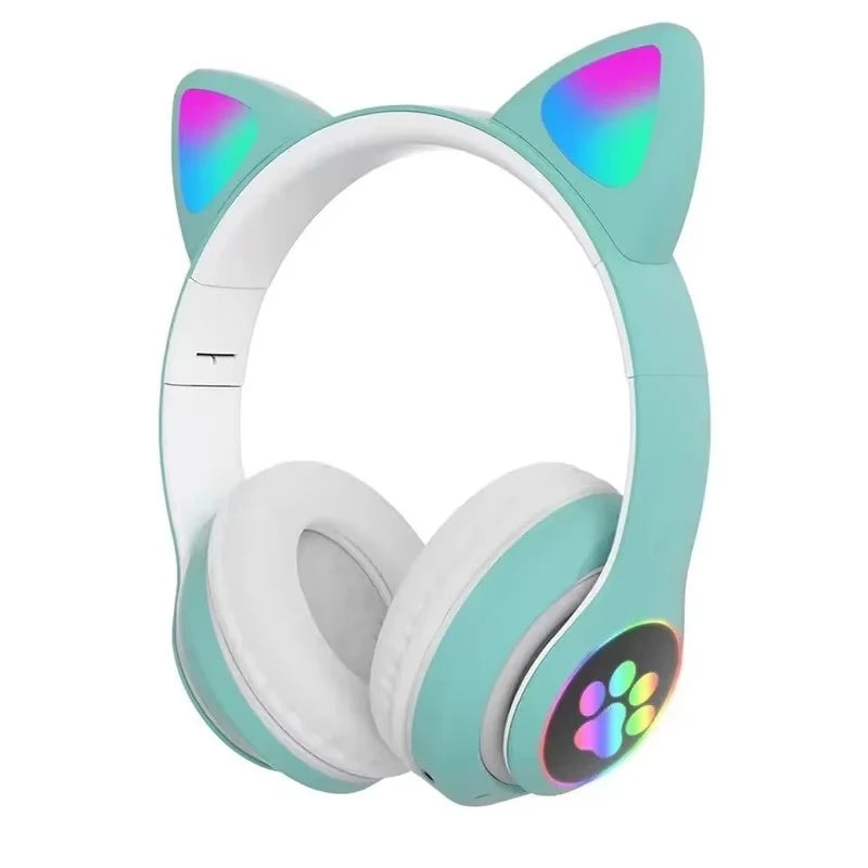 JST-28 Wireless Headphones Cat Ears Bluetooth Earphones Stereo Music Earbuds Bluetooth Sports Gaming Headset with Mic for Phones