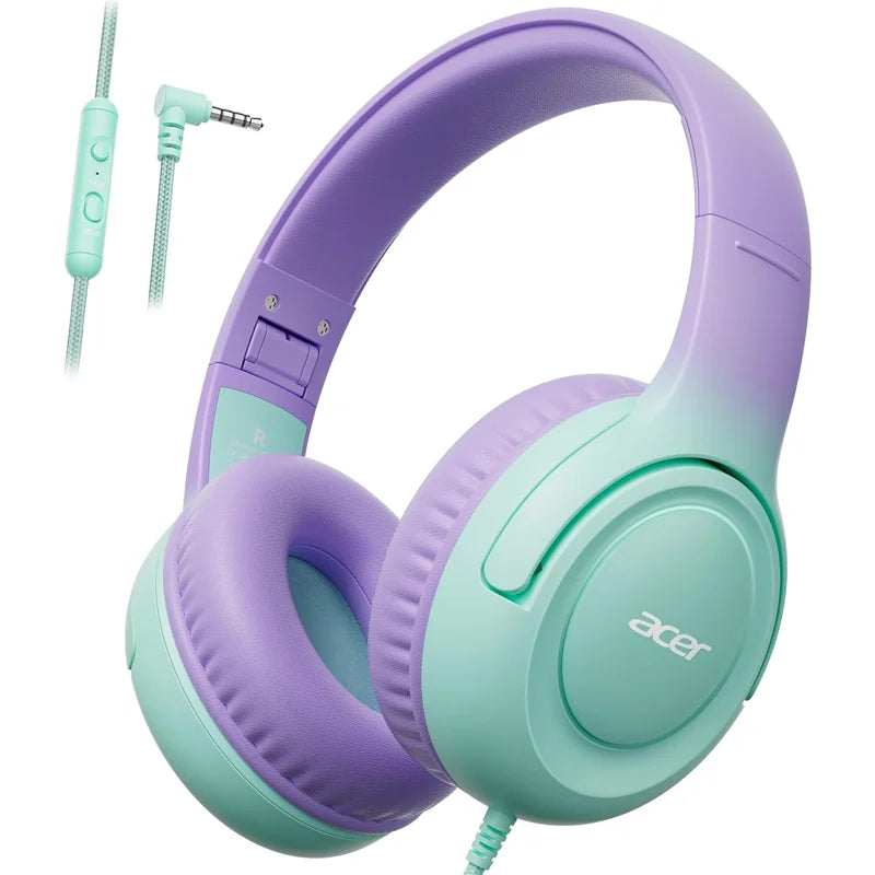 HK03 Kids Wired Headphones with Volume Limiter – Foldable Stereo Headset for School