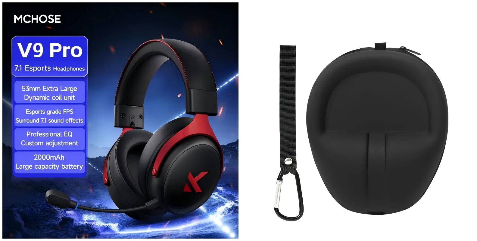 Over‑Ear Quad‑Mode Wireless Bluetooth Gaming Headset with Microphone, Delta Design