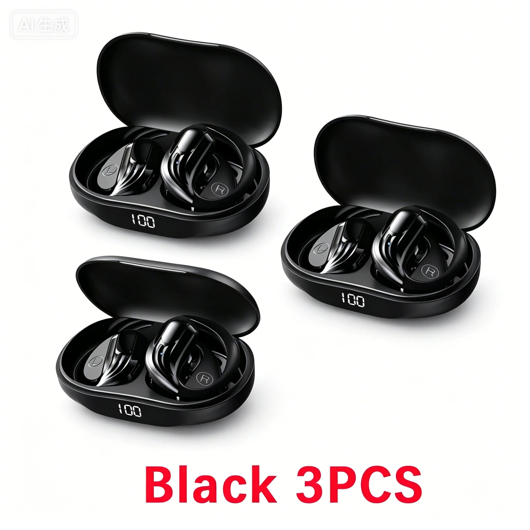 Wireless Bluetooth 5.4 True Earbuds with Mic, Button Control, Noise Reduction, Earhook Design, Waterproof