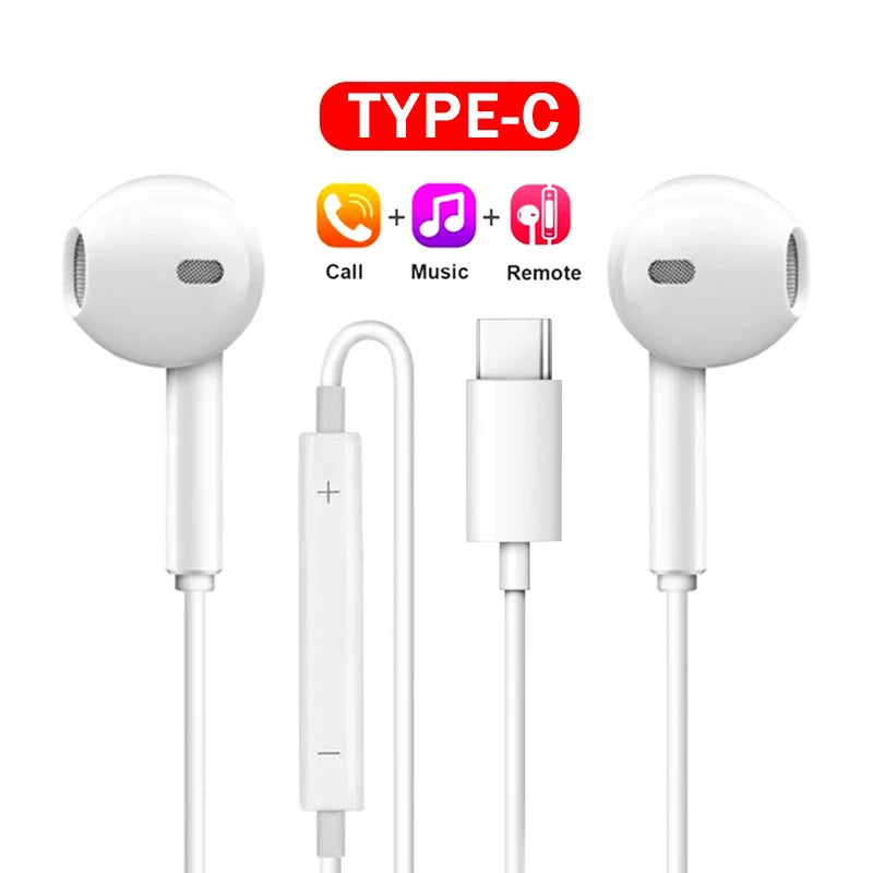 Universal Wired In-Ear Earphones for Xiaomi and Redmi Phones, Type‑C and 3.5 mm Connectivity
