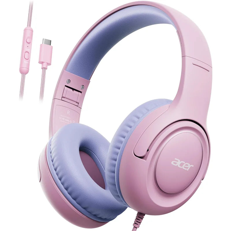 HK03 Kids Wired Headphones with Volume Limiter – Foldable Stereo Headset for School