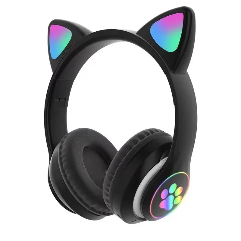 JST-28 Wireless Headphones Cat Ears Bluetooth Earphones Stereo Music Earbuds Bluetooth Sports Gaming Headset with Mic for Phones