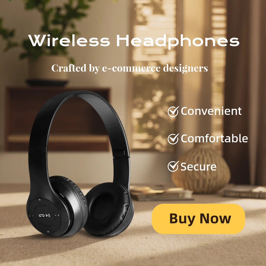 Foldable Bluetooth Over‑Ear Headset with Mic and Volume Control – iPhone & Android Compatible