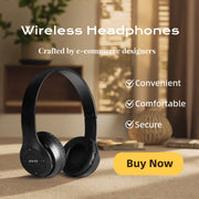 Foldable Bluetooth Over‑Ear Headset with Mic and Volume Control – iPhone & Android Compatible