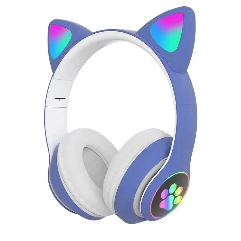 JST-28 Wireless Headphones Cat Ears Bluetooth Earphones Stereo Music Earbuds Bluetooth Sports Gaming Headset with Mic for Phones