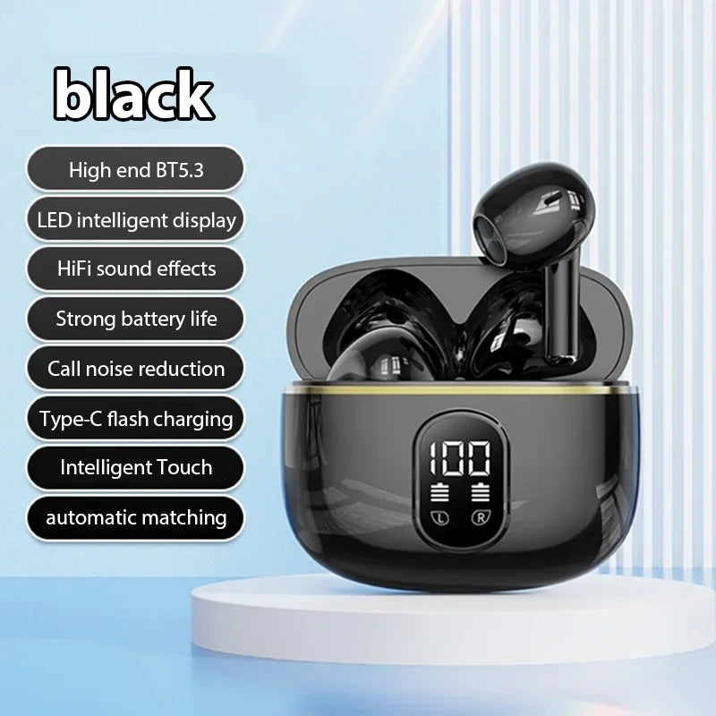LED Display In-Ear Headphones with Hi‑Fi Stereo Sound, Compatible with Phones and Laptops