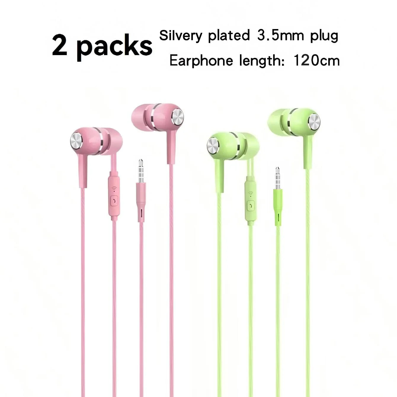 3.5mm Wired In‑Ear Headphones with Microphone, Bass‑Boosted HiFi Stereo Sound and In‑Line Controls – Pack of 1‑8