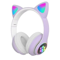 Wireless Bluetooth over-ear headphones with cat ear design