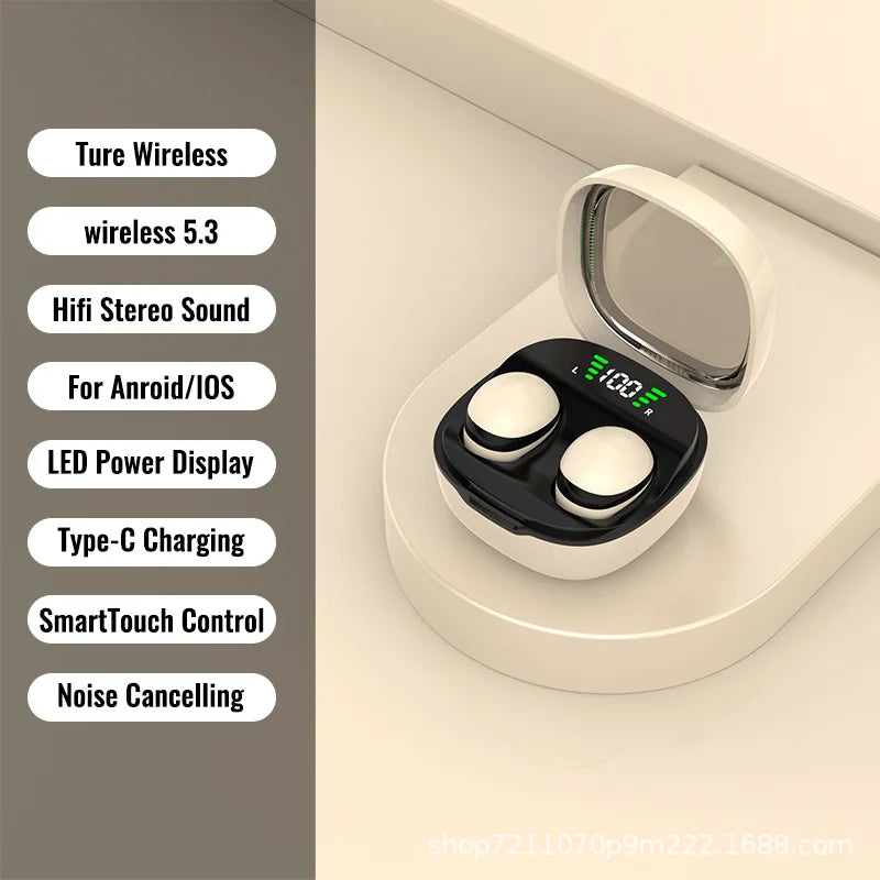 Mini Invisible Bluetooth 5.3 Wireless Earbuds with Hi‑Fi Stereo, Noise Reduction