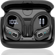 Bluetooth 5.4 Waterproof Sports Earbuds with HIFI Bass, LED Touch Controls and Noise Cancellation