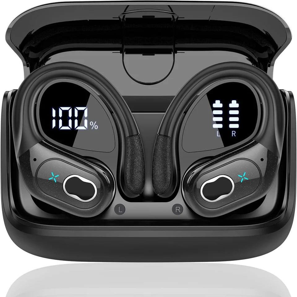 Bluetooth 5.4 Waterproof Sports Earbuds with HIFI Bass, LED Touch Controls and Noise Cancellation