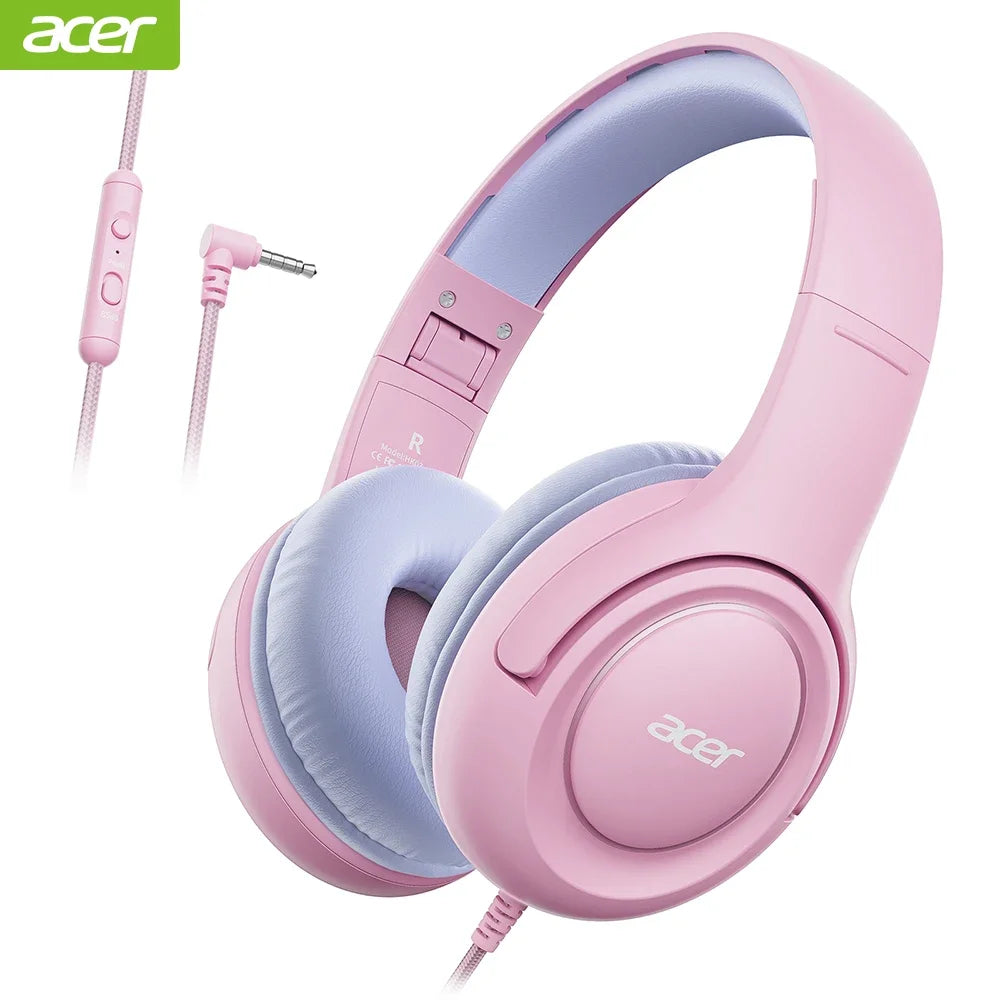 HK03 Kids Wired Headphones with Volume Limiter – Foldable Stereo Headset for School