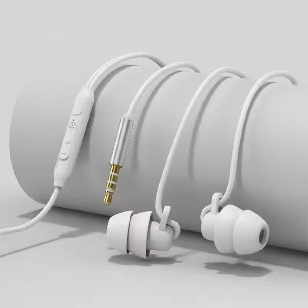Silicone 3.5mm Jack Wired Headphones With Mic In-ear Sleep Earphones Handsfree With Cable Earbuds In-line Control Headset