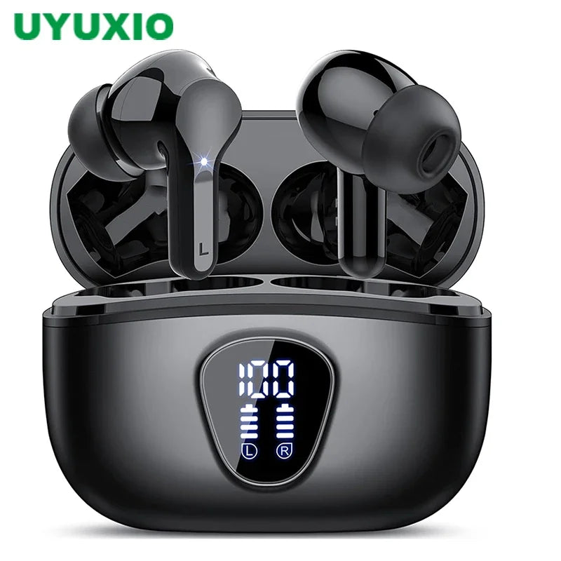 Bluetooth 5.4 Wireless Earbuds with LED Display, HiFi Stereo, IP7 Waterproof, ENC Noise Cancelling