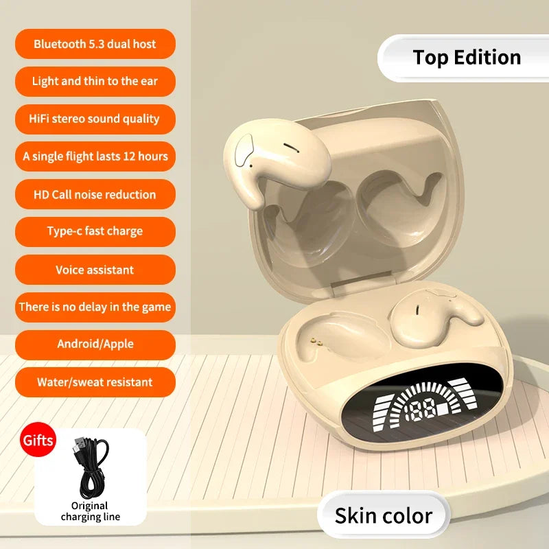Mini Invisible Bluetooth 5.3 Earbuds with Noise Cancelling, Stereo Sound and Sports‑Fit Design – True Wireless Sleep Headset