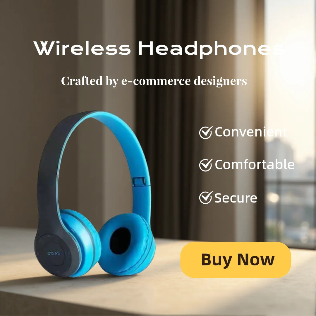 Foldable Bluetooth Over‑Ear Headset with Mic and Volume Control – iPhone & Android Compatible