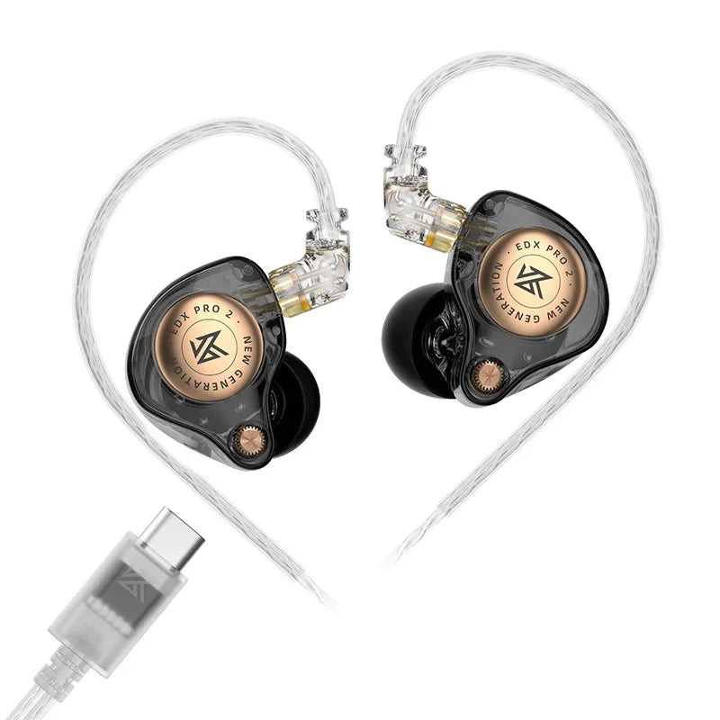 KZ  EDXPRO2 EDX PRO 2 Dynamic in Ear Earphone HIFI Bass Headset 3.5MM Tpre-c Plug Optional 2PIN Detachable Cable