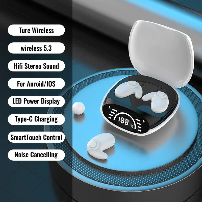 Invisible Mini Sleep Earbuds Bluetooth 5.3, Hi‑Fi Stereo, Sports Noise Reduction, Compatible with Xiaomi
