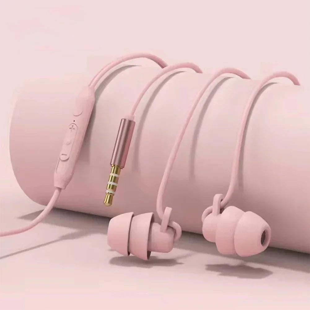 Silicone 3.5mm Jack Wired Headphones With Mic In-ear Sleep Earphones Handsfree With Cable Earbuds In-line Control Headset
