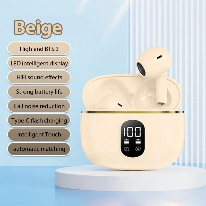 LED Display In-Ear Headphones with Hi‑Fi Stereo Sound, Compatible with Phones and Laptops