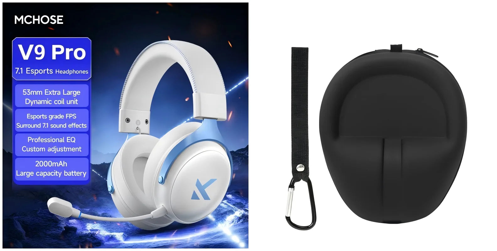 Over‑Ear Quad‑Mode Wireless Bluetooth Gaming Headset with Microphone, Delta Design