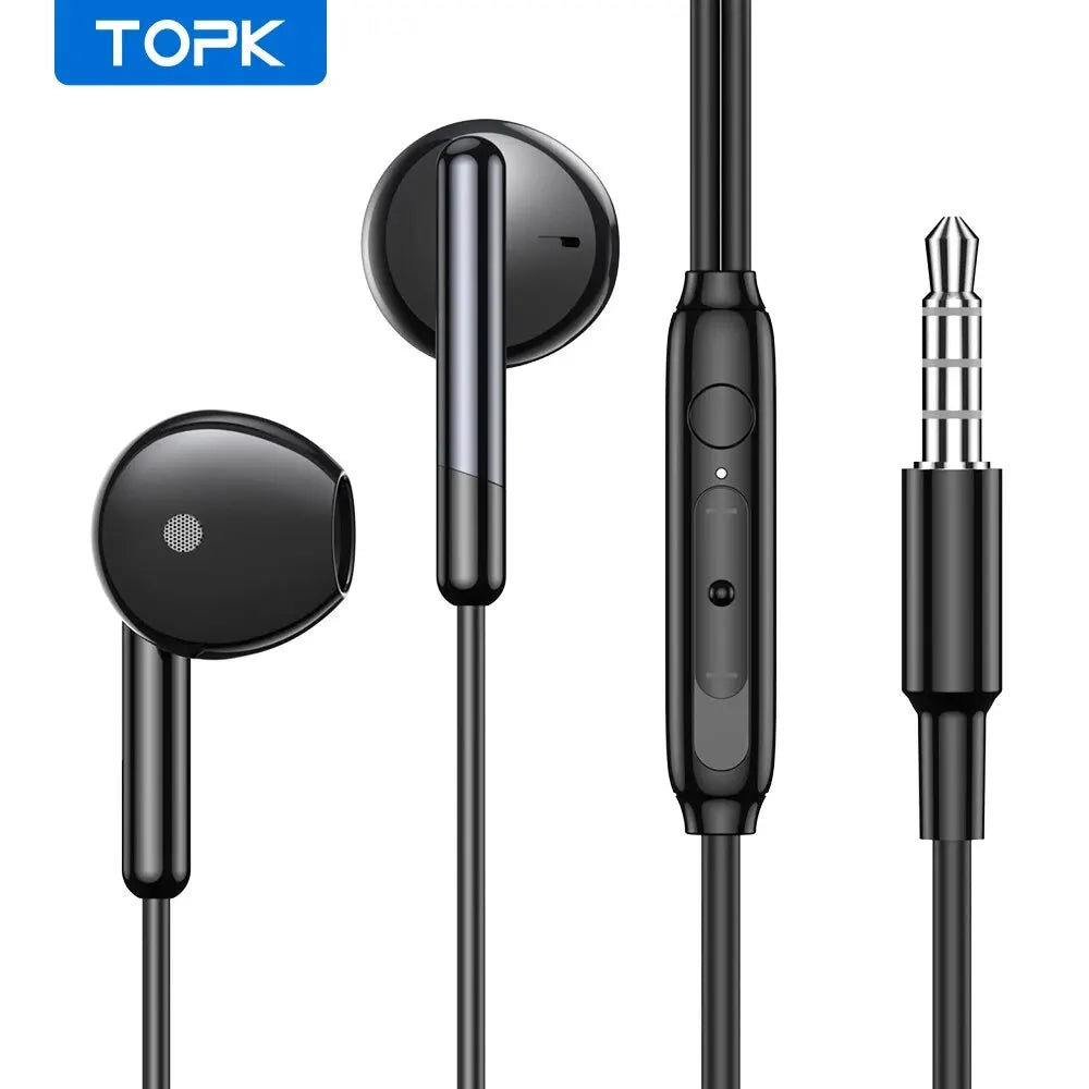 In-Ear Earphones with Volume Control and Microphone, 3.5mm Jack, Universal Compatibility