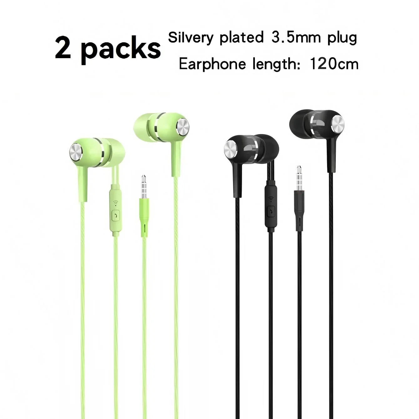 In‑Ear Wired Headphones with 3.5mm Plug, Built‑in Microphone and Inline Bass Control (1‑8 Pack)