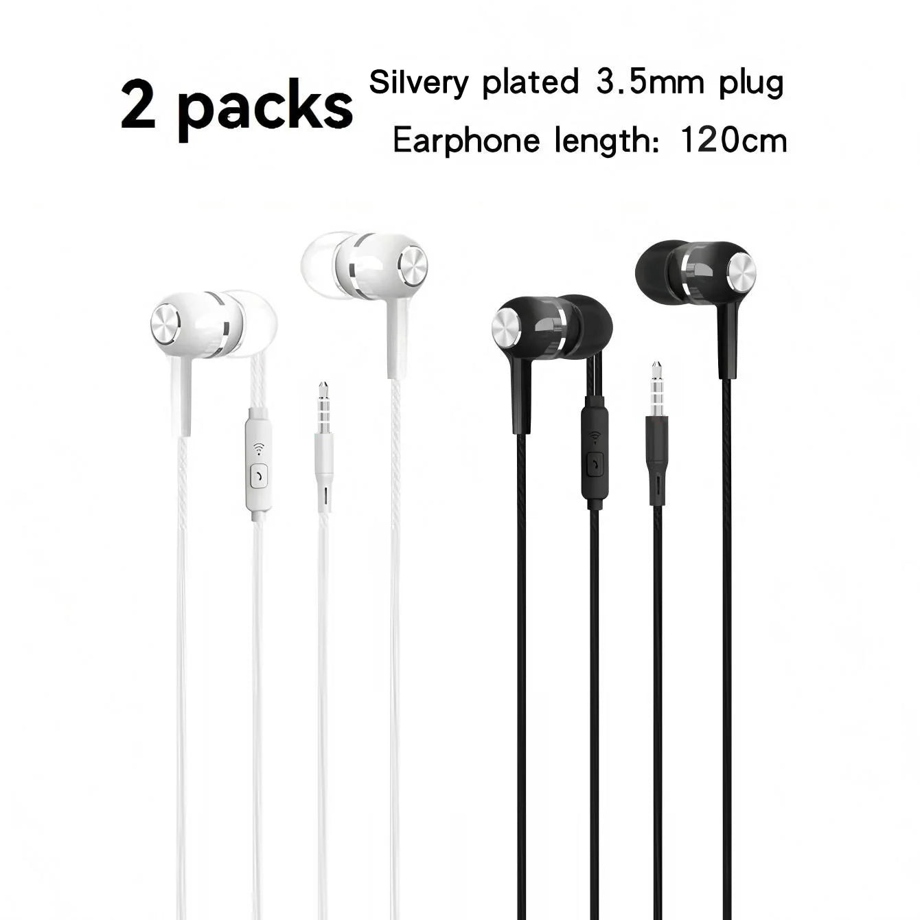 3.5mm Wired In‑Ear Headphones with Microphone, Bass‑Boosted HiFi Stereo Sound and In‑Line Controls – Pack of 1‑8