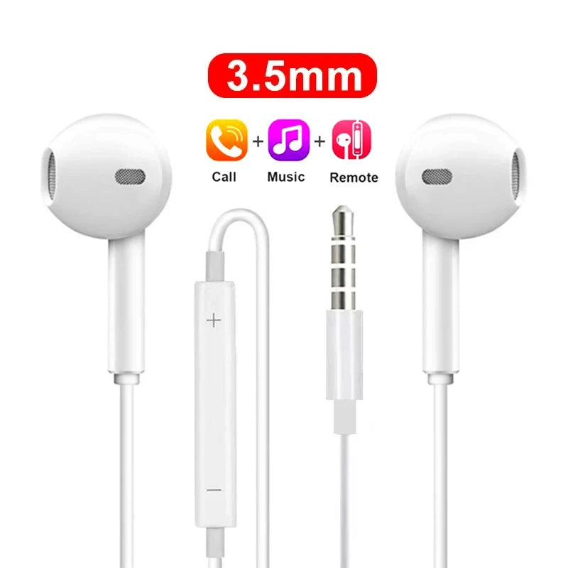 Universal Wired In-Ear Earphones for Xiaomi and Redmi Phones, Type‑C and 3.5 mm Connectivity