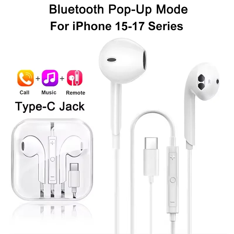 USB-C Wired Stereo Earbuds for iPhone, iPad and Laptops (3.5 mm Adapter Included)