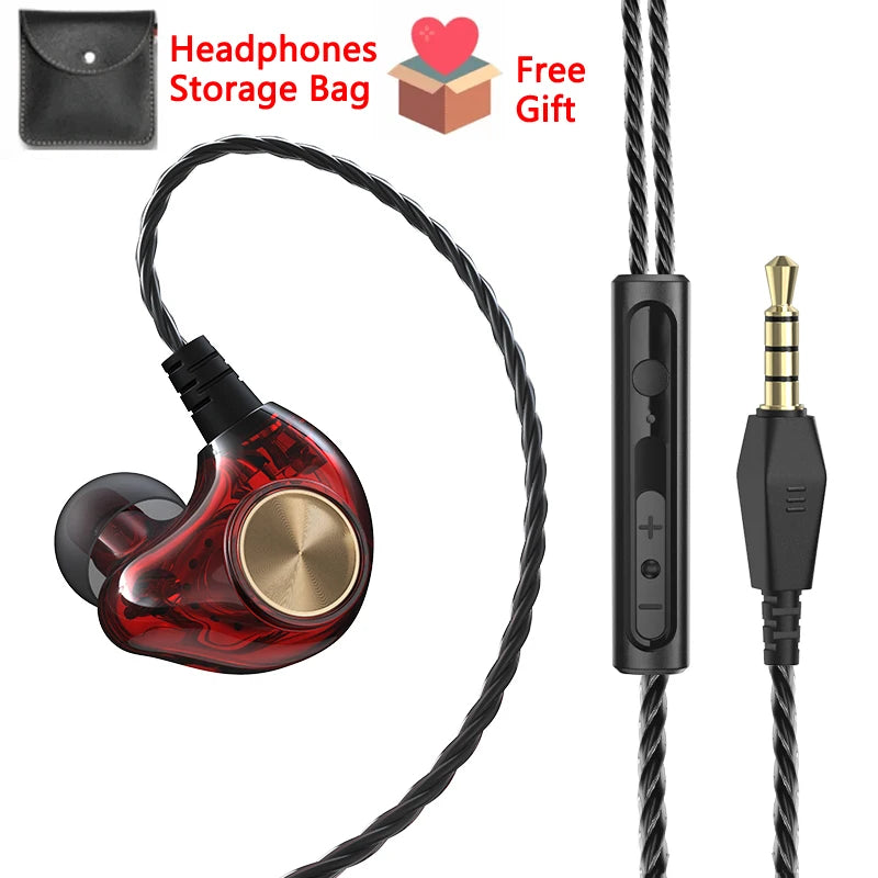 Wired Extra‑Bass Earbuds with Microphone – 3.5mm Plug, Noodle Cable, Sports Headset for Samsung