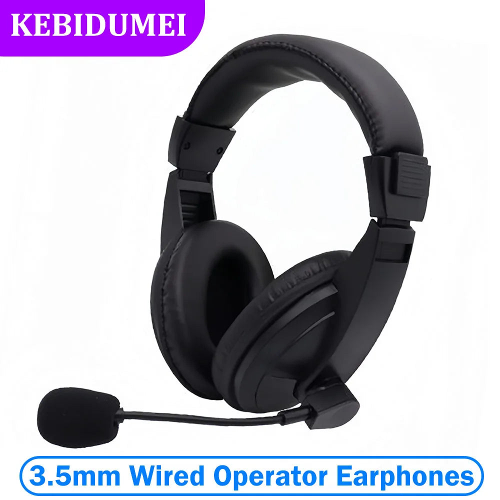 3.5mm Wired Operator Headset with Mic and Noise Reduction