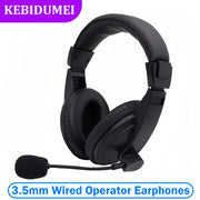 3.5mm Wired Operator Headset with Mic and Noise Reduction