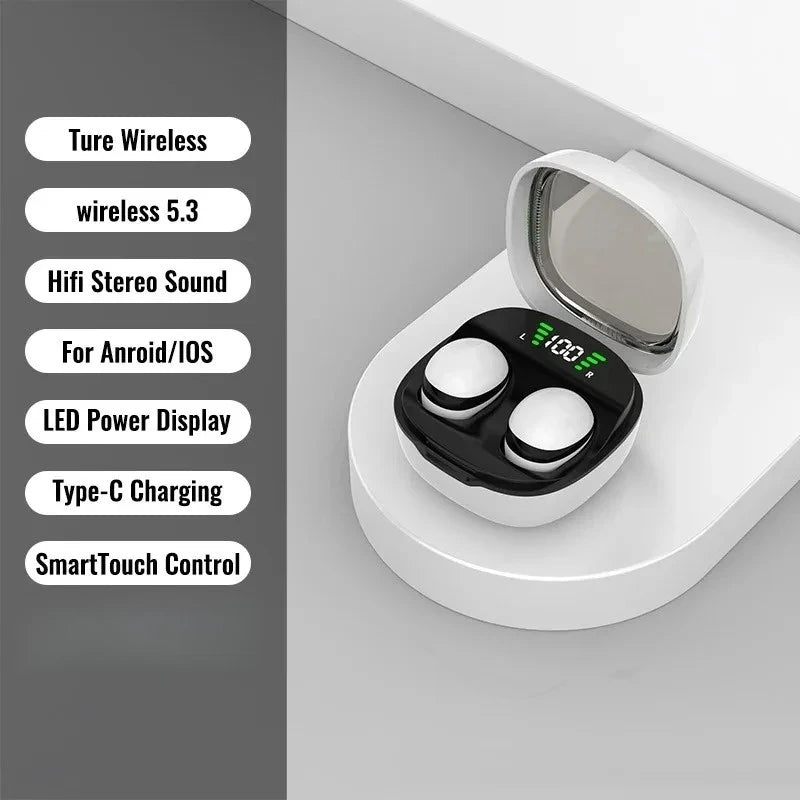 Bluetooth 5.3 Mini Wireless Sleeping Earbuds with Mic, HD Call, Waterproof, TWS Stereo