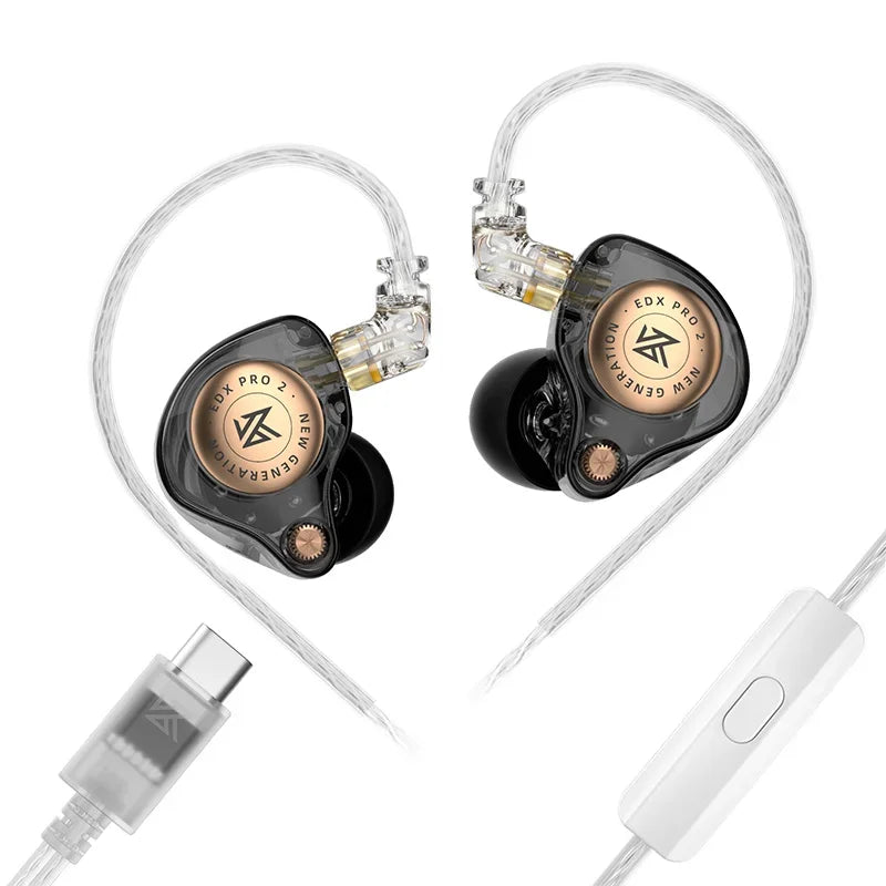 KZ  EDXPRO2 EDX PRO 2 Dynamic in Ear Earphone HIFI Bass Headset 3.5MM Tpre-c Plug Optional 2PIN Detachable Cable