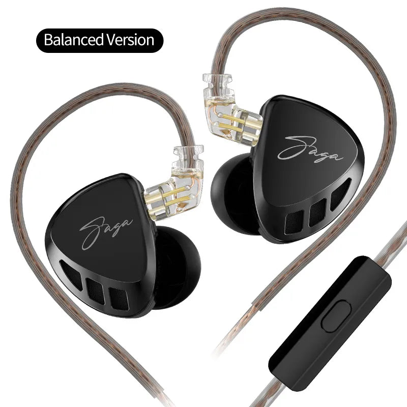 KZ Saga In Ear Earphones Two Different Tuning Music Headphones HiFi Stereo Bass Earbuds Sport Gaming Headset 2PINS Cable