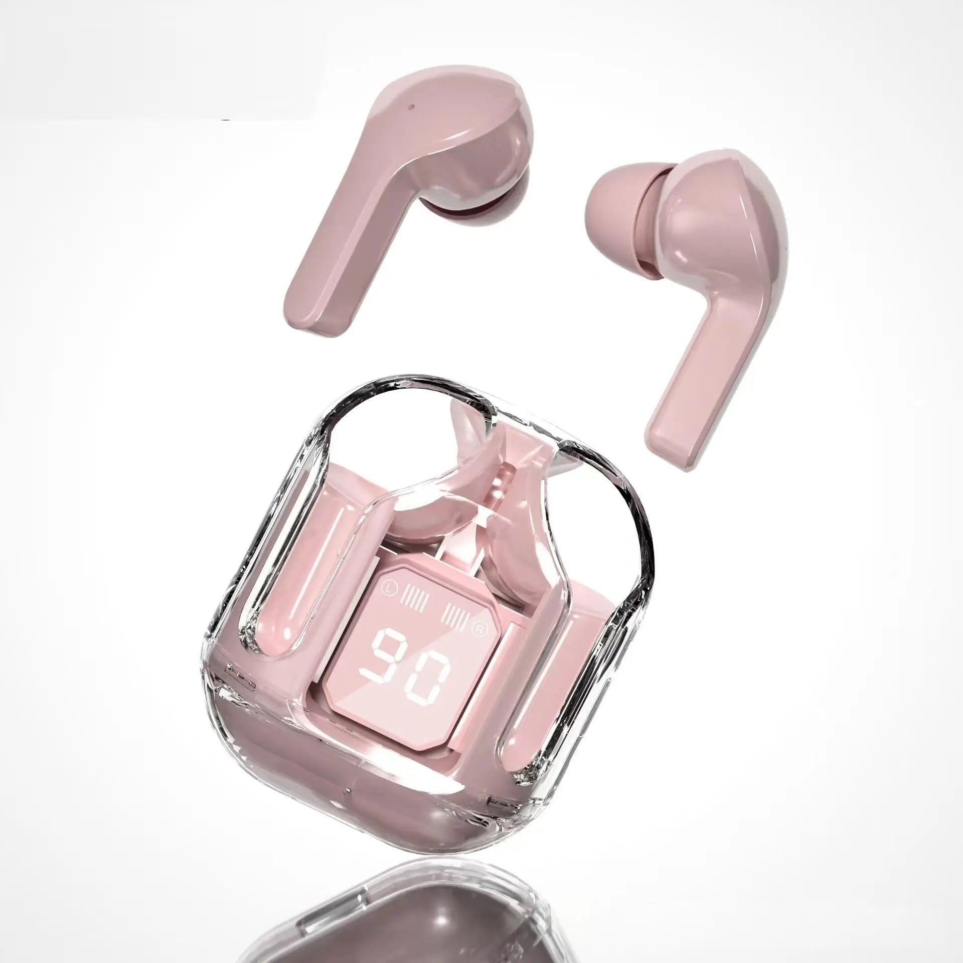 TWS Wireless Bluetooth Earbuds with Noise Cancelling, Hi‑Fi Stereo, Digital Display, Transparent Charging Case
