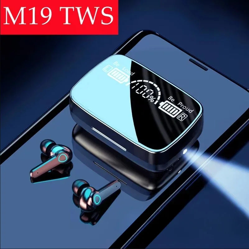 M19 Wireless True Wireless Earbuds with Touch Control, LED Display, Waterproof, Mic