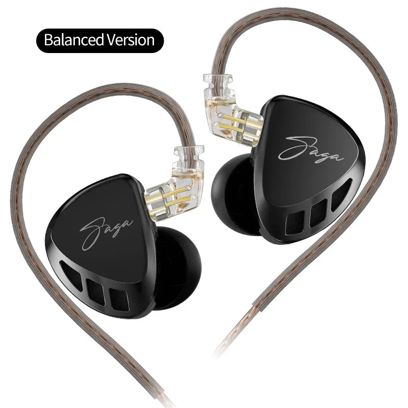 KZ Saga In Ear Earphones Two Different Tuning Music Headphones HiFi Stereo Bass Earbuds Sport Gaming Headset 2PINS Cable