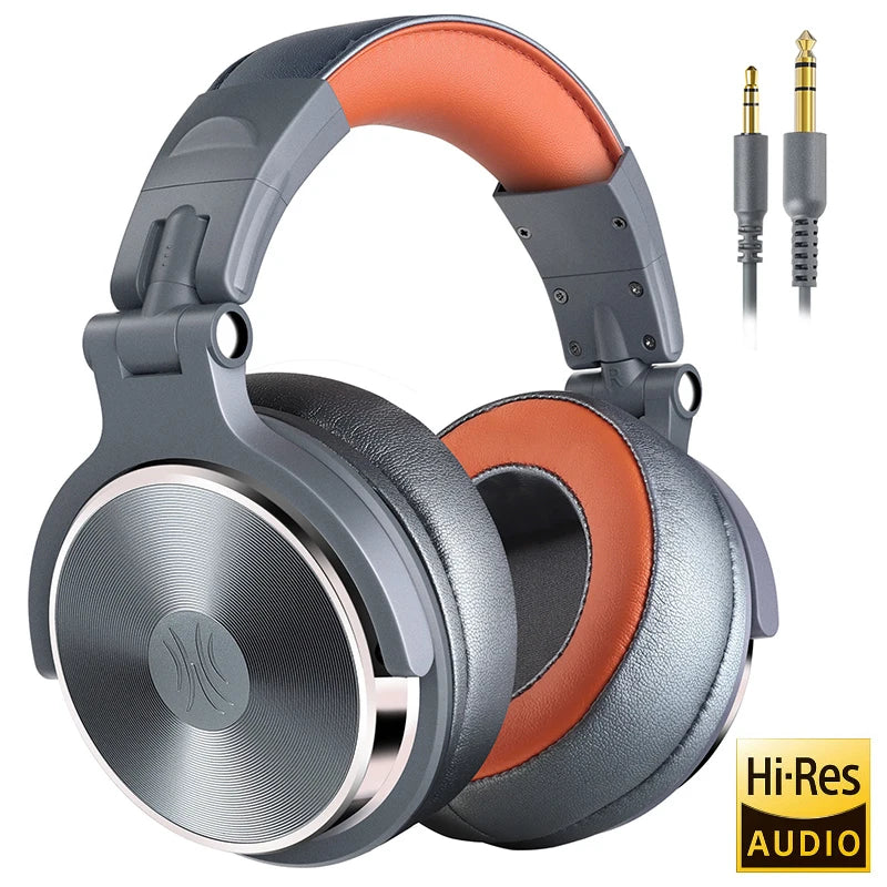 Professional Over‑Ear Wired Studio & DJ Headphones with Microphone, Hi‑Res Hi‑Fi Sound
