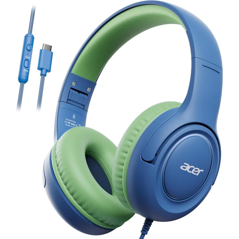 HK03 Kids Wired Headphones with Volume Limiter – Foldable Stereo Headset for School