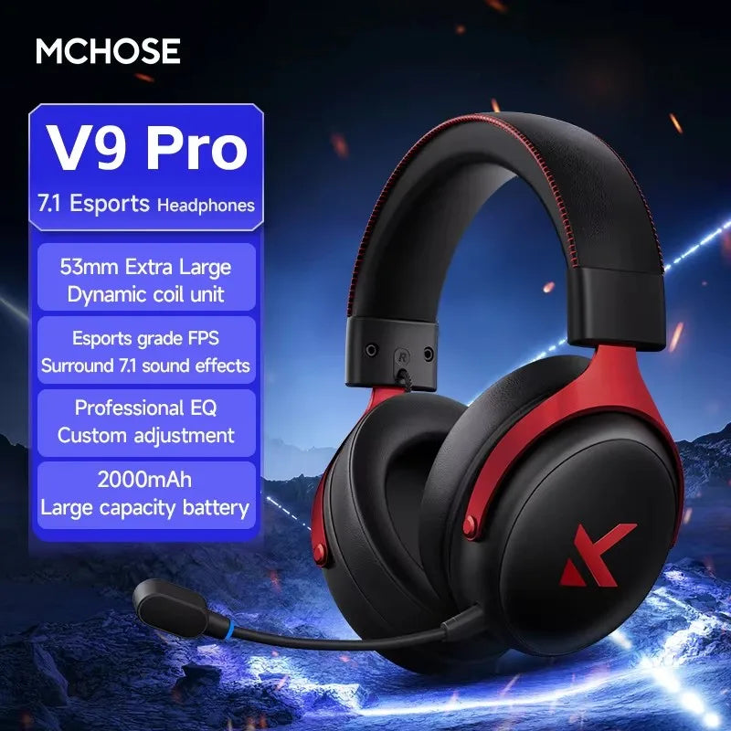Wireless Gaming Headset with Microphone – Triple‑Mode Bluetooth, PC & Computer Compatible