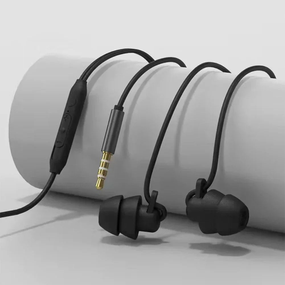 Silicone 3.5mm Jack Wired Headphones With Mic In-ear Sleep Earphones Handsfree With Cable Earbuds In-line Control Headset