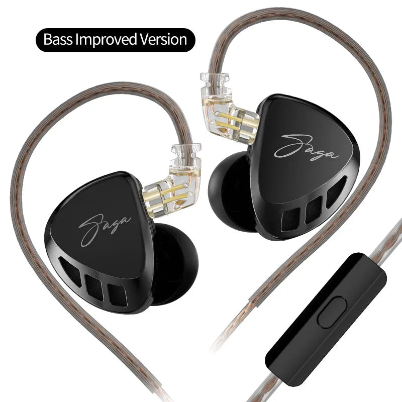 KZ Saga In Ear Earphones Two Different Tuning Music Headphones HiFi Stereo Bass Earbuds Sport Gaming Headset 2PINS Cable