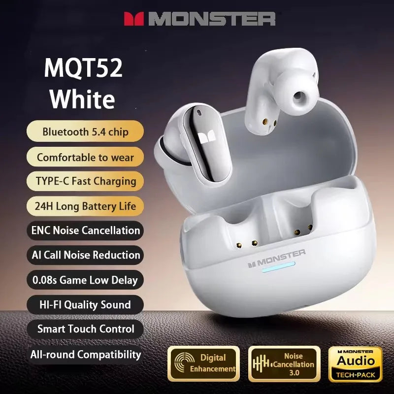 True Wireless Gaming Earbuds with Bluetooth 5.4, HIFI Stereo Sound and Noise‑Canceling Mic