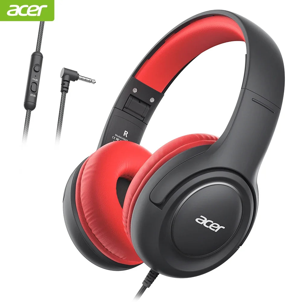 HK03 Kids Wired Headphones with Volume Limiter – Foldable Stereo Headset for School