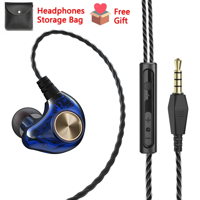 Wired Extra‑Bass Earbuds with Microphone – 3.5mm Plug, Noodle Cable, Sports Headset for Samsung