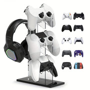 Universal 3-Layer Controller and Headphone Storage Stand for PS5/PS4 (Black, White, Transparent)